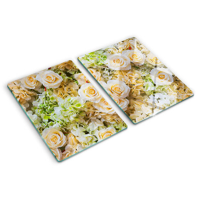 Schneidebrett mit Blumenmotiv in Pastelltönen