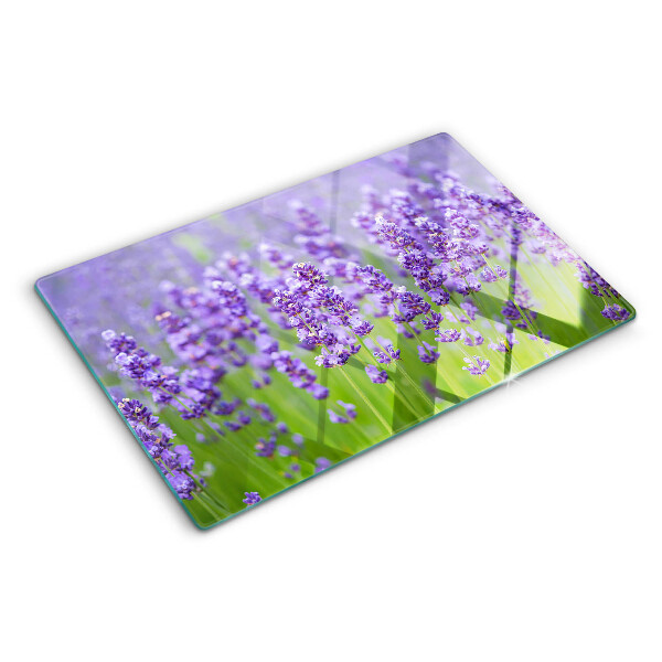 Schneidebrett mit Motiv eines Lavendelfeldes