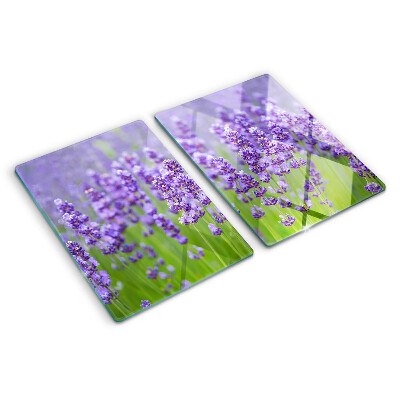 Schneidebrett mit Motiv eines Lavendelfeldes