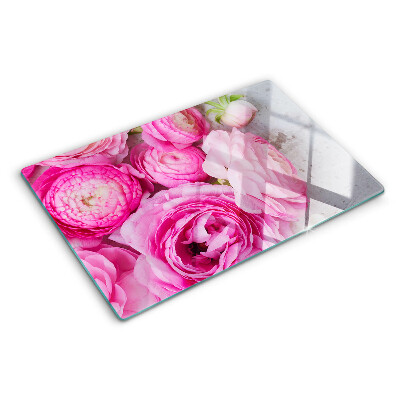Glas schneidebrett Rosa Blumen im Strauß
