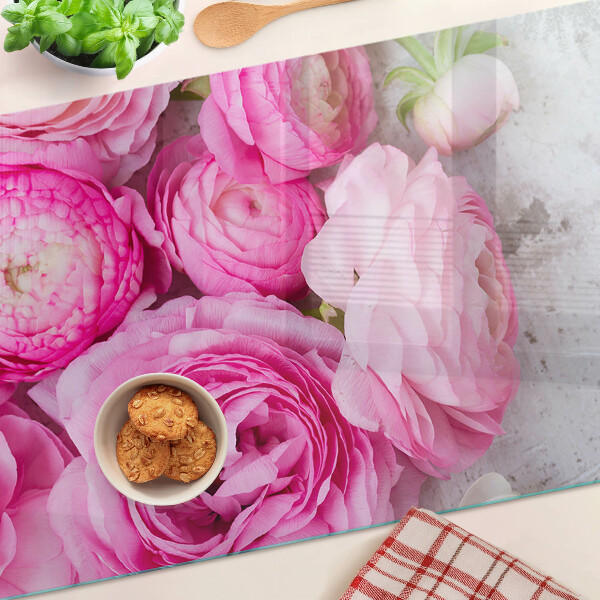 Glas schneidebrett Rosa Blumen im Strauß