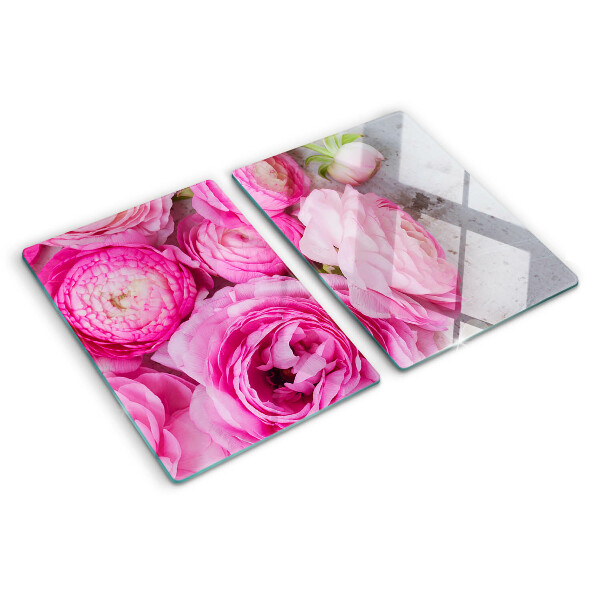 Glas schneidebrett Rosa Blumen im Strauß
