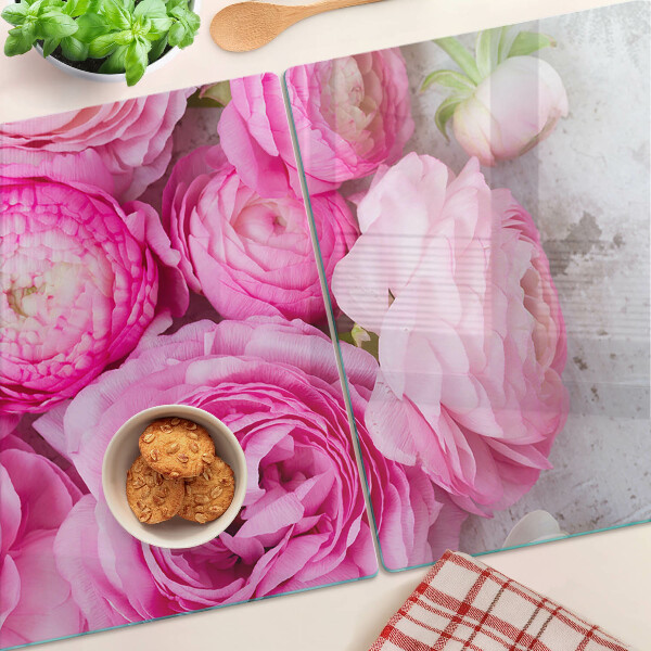 Glas schneidebrett Rosa Blumen im Strauß