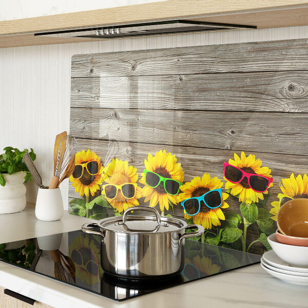 Glas schneidebrett Sonnenblumen in Sonnenbrillen