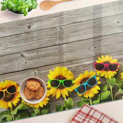 Glas schneidebrett Sonnenblumen in Sonnenbrillen