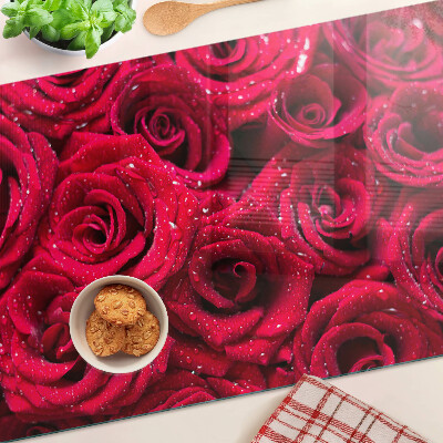 Schneidebrett mit Rosenmuster in intensivem Rosa