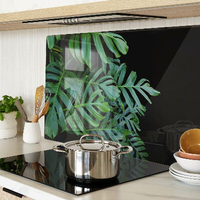 Glas-Schneidebrett mit Motiv tropischer Blätter