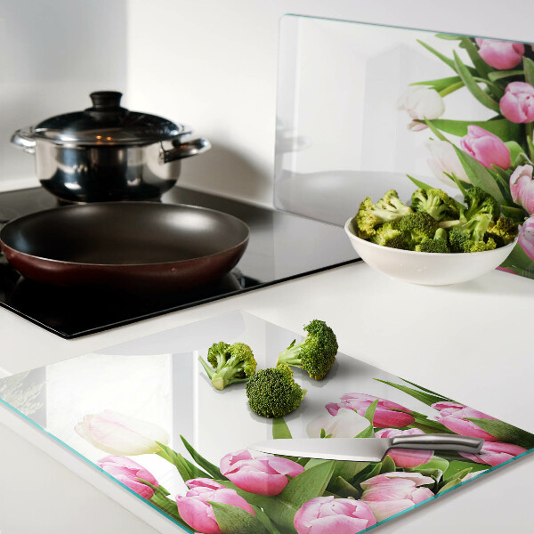 Glas schneidebrett Tulpen in Pastellfarben