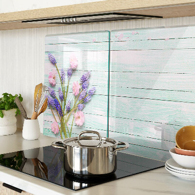 Schneidebrett glas Blumen auf Holzgrund