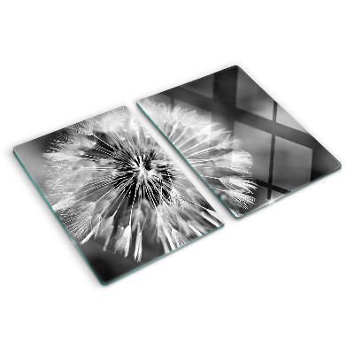 Glas schneidebrett Löwenzahn in Schwarzweiß