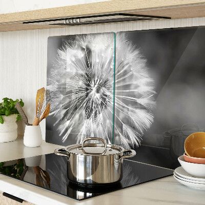 Glas schneidebrett Löwenzahn in Schwarzweiß