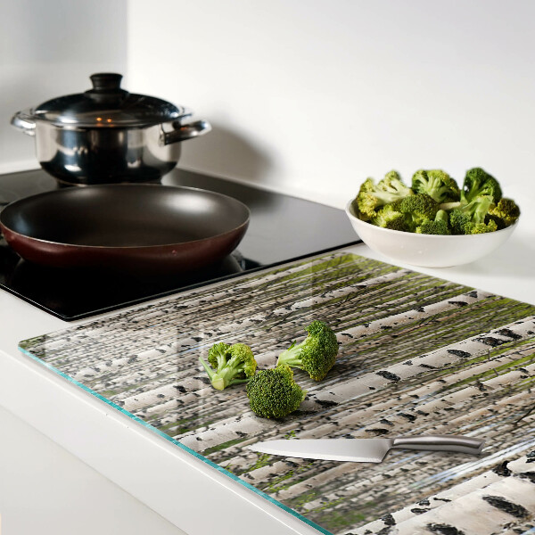 Glas schneidebrett Weiße Birken im Wald