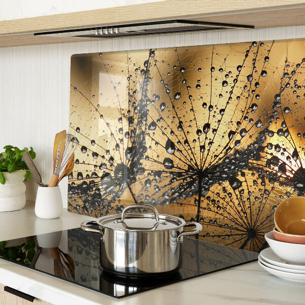 Glas Schneidebrett mit Motiv von Wassertropfen auf Blättern