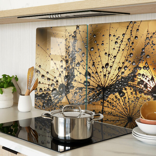 Glas Schneidebrett mit Motiv von Wassertropfen auf Blättern