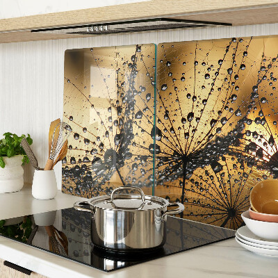 Glas Schneidebrett mit Motiv von Wassertropfen auf Blättern