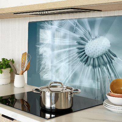 Glas-Schneidebrett mit Motiv Löwenzahn vor dem Himmel