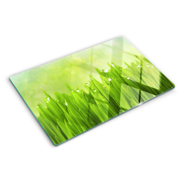 Schneidebrett Grünes Gras mit Wassertropfen