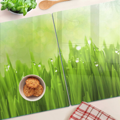 Schneidebrett Grünes Gras mit Wassertropfen