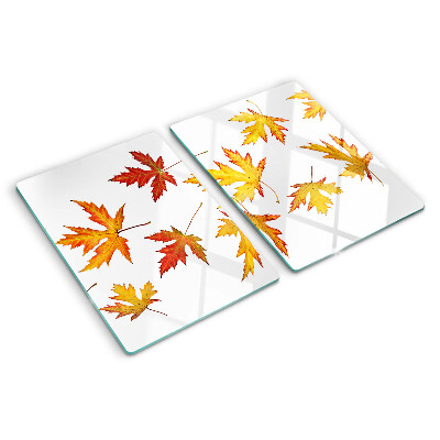 Schneidebrett glas Ahornblätter in Herbstfarben