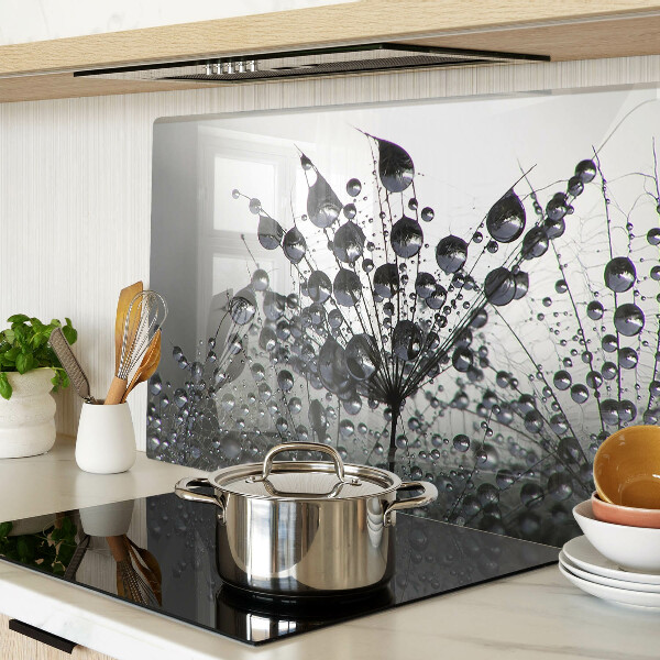 Schneidebrett Glas mit Motiv von Wassertropfen auf Pflanzen