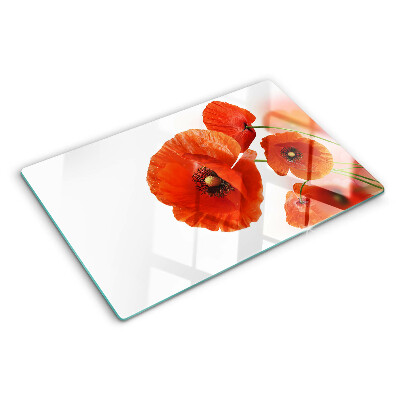 Glas schneidebrett Mohnblumen in roter Farbe