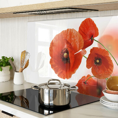 Glas schneidebrett Mohnblumen in roter Farbe