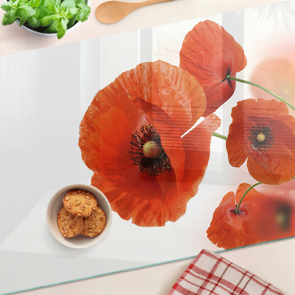 Glas schneidebrett Mohnblumen in roter Farbe