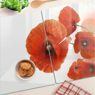 Glas schneidebrett Mohnblumen in roter Farbe