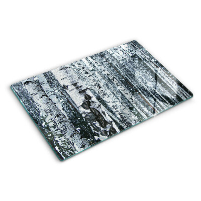 Glas schneidebrett Birkenwald in Winterlandschaft
