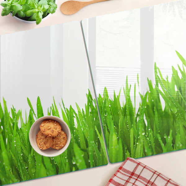 Schneidebrett Grünes Gras mit Wassertropfen