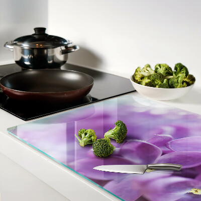 Schneidebrett glas Blumen in Lilatönen