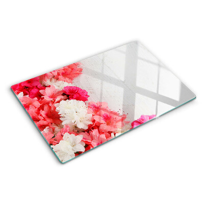 Glas schneidebrett Blumen in Rosa- und Weißtönen