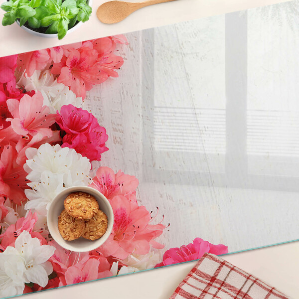 Glas schneidebrett Blumen in Rosa- und Weißtönen