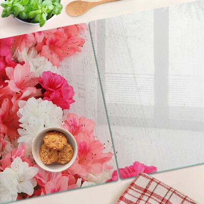 Glas schneidebrett Blumen in Rosa- und Weißtönen