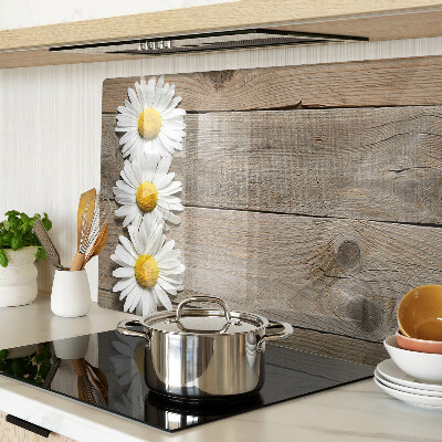 Schneidebrett mit Blumenmotiv auf Holzgrund