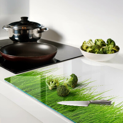 Glas schneidebrett Gras in der Sonne