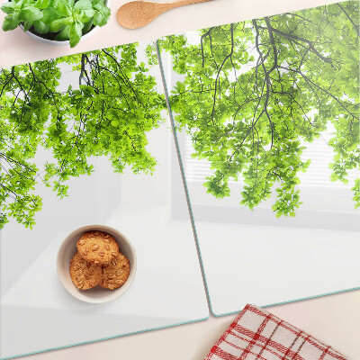 Schneidebrett Grüne Blätter vor dem Himmel