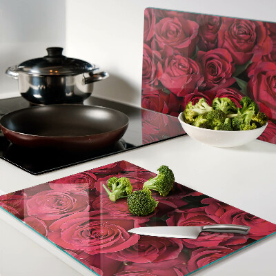 Schneidebrett glas Rote Rosen