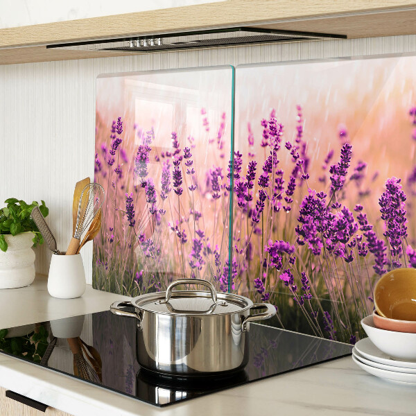 Glas schneidebrett Lavendelfeld im Sonnenschein