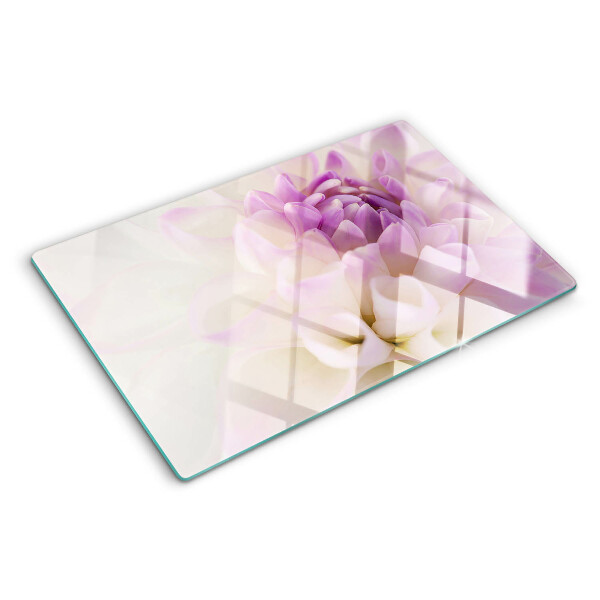 Glas schneidebrett Ein Blumenarrangement in Lilatönen