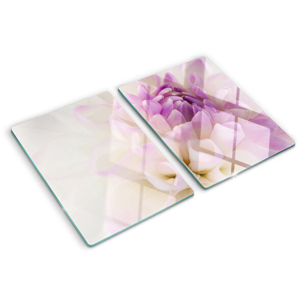 Glas schneidebrett Ein Blumenarrangement in Lilatönen