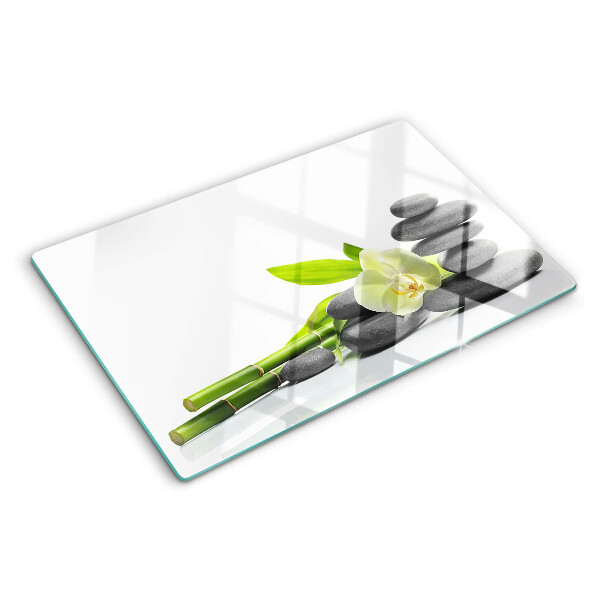 Schneidebrett Orchideen- und Spa-Steine