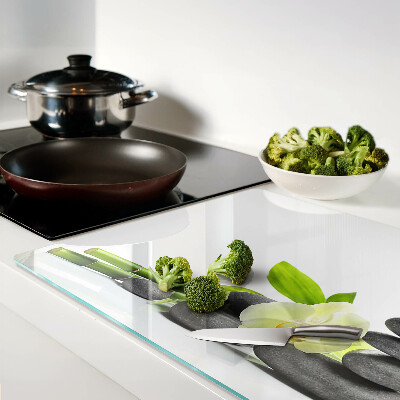 Schneidebrett Orchideen- und Spa-Steine