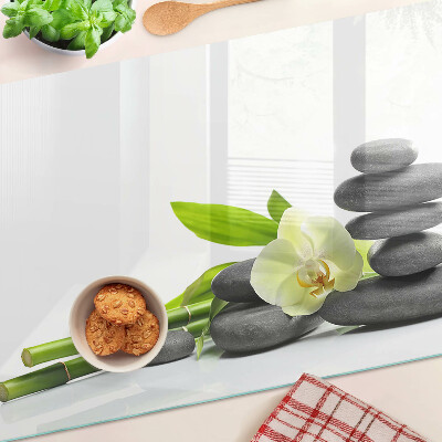 Schneidebrett Orchideen- und Spa-Steine