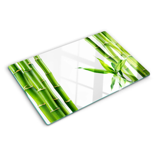 Schneidebrett Glas aus Bambus mit grünem Muster
