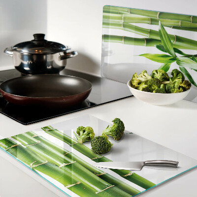 Schneidebrett Glas aus Bambus mit grünem Muster