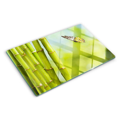 Schneidebrett glas Bambus- und Schmetterlingsdesign