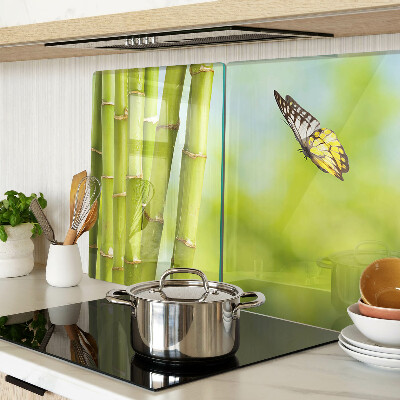 Schneidebrett glas Bambus- und Schmetterlingsdesign