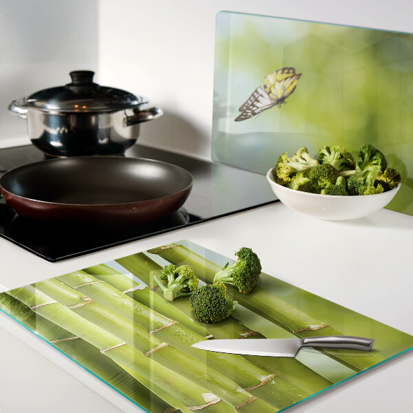 Schneidebrett glas Bambus- und Schmetterlingsdesign