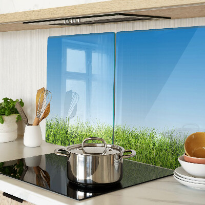 Schneidebrett Grüne Wiese unter blauem Himmel